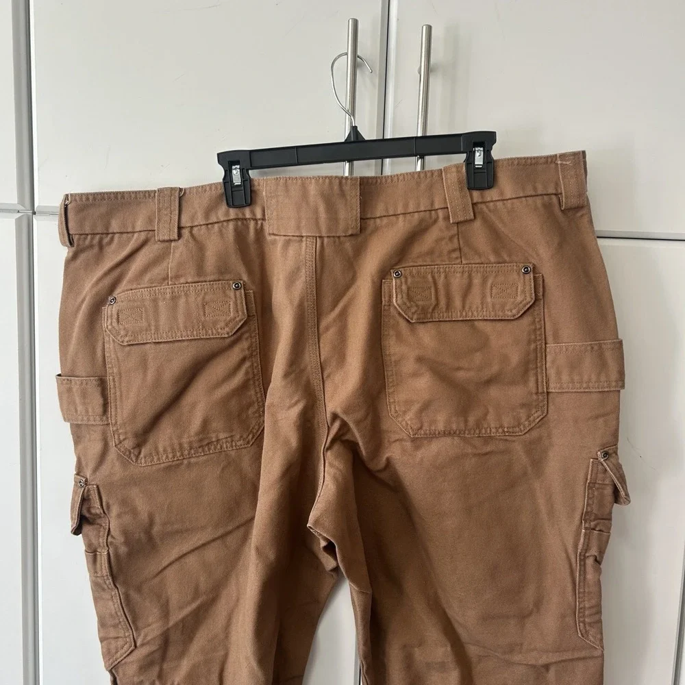 Duluth Trading Co Fire Hose Relaxed Fit Cargo Pants Mens 48x32 Brown Canvas Work